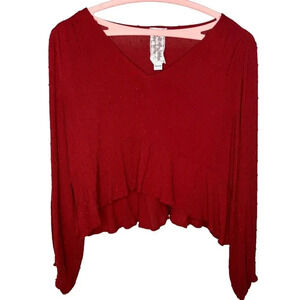 Sadie & Sage Red Swiss Dot Cropped Blouse Sz. L